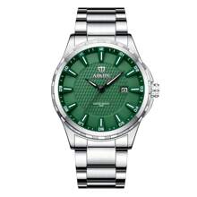 NARY 1pc Men's Watch Stainless Steel Luxury Large Dial Waterproof Date Sports Watch, Brand Original Luxury Waterproof Luminous Quartz Watch,New Style Male Clock 6151