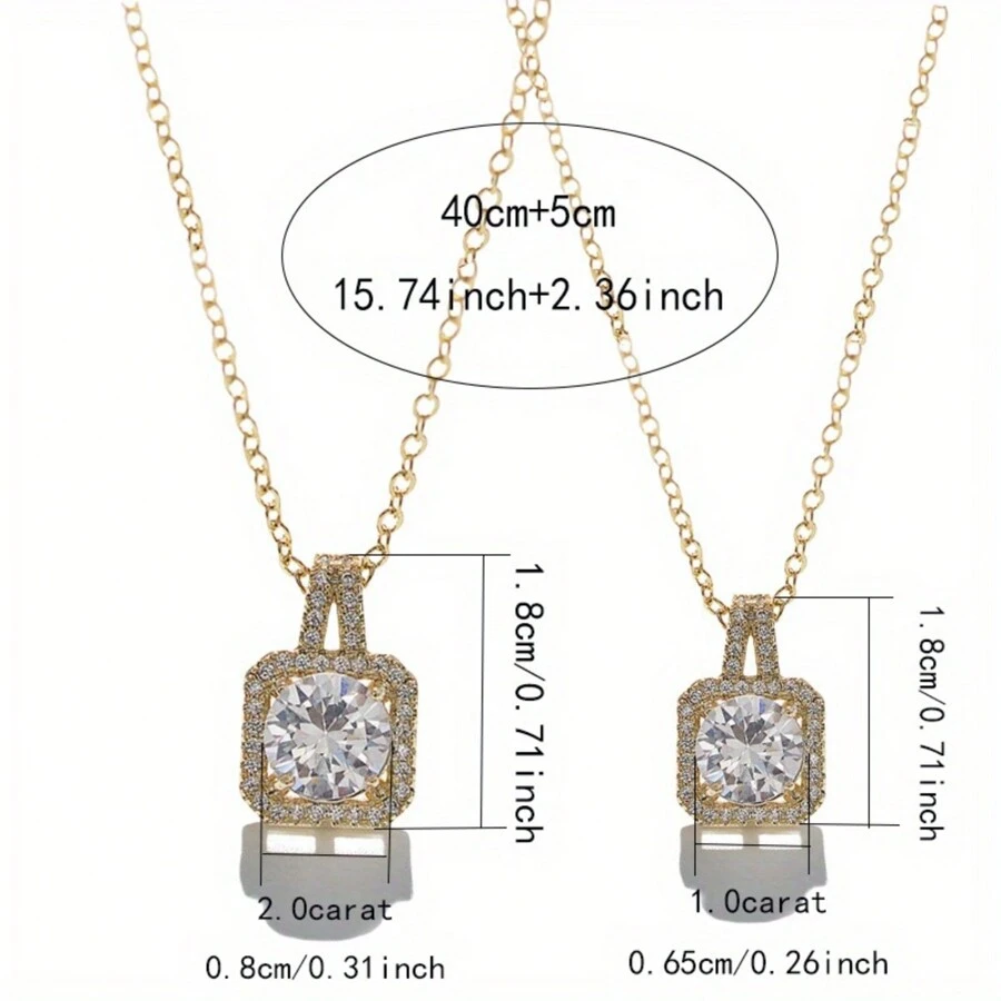 ConiiW 1ct/2ct Moissanite, Pendant Necklace For Women, Best Gift For Family, Partner, Friends And Yourself, Suitable For Daily Wear, Mother's Day, Father's Day, Valentine's Day Gift, Comes With Gift Box And GRA Certificate - Gold - View 1