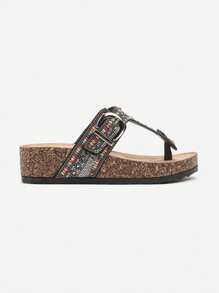 Femmes Sandales plates minimalistes élégantes avec décoration de strass, sandales d'été pour port quotidien casual