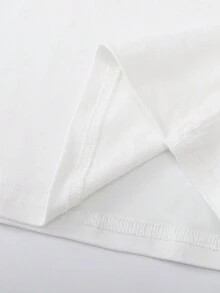 Camiseta de mujer de manga corta blanca lisa, camiseta deportiva informal cómoda de cuello redondo para mujer, blusa blanca de mujer, primavera/verano - Blanco - Ver 3