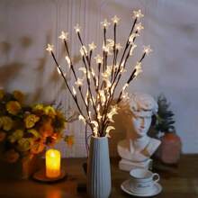 1 pieza 20 LED Luces de decoración con ramas de estrellas y lunas mixtas - Adecuado para boda, festivales y decoración festiva, luz nocturna de estrellas, luces de ramas de estrellas y lunas (Pilas no incluidas)