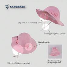 Sombrero de sol con decoración de lazo ajustable, adecuado para niños pequeños, niños, bebés y niñas - Gorro de lavabo ala grande con lazo en color liso - Ver 3