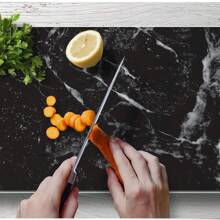 Black Marble Pattern 5mm Heat Tolerant Tempered Glass Cutting Board/Instant Counter 20.5" X 11.75" Instantly Adds Additional Counter Space & Food Preparation Area - màu đen - Xem 5