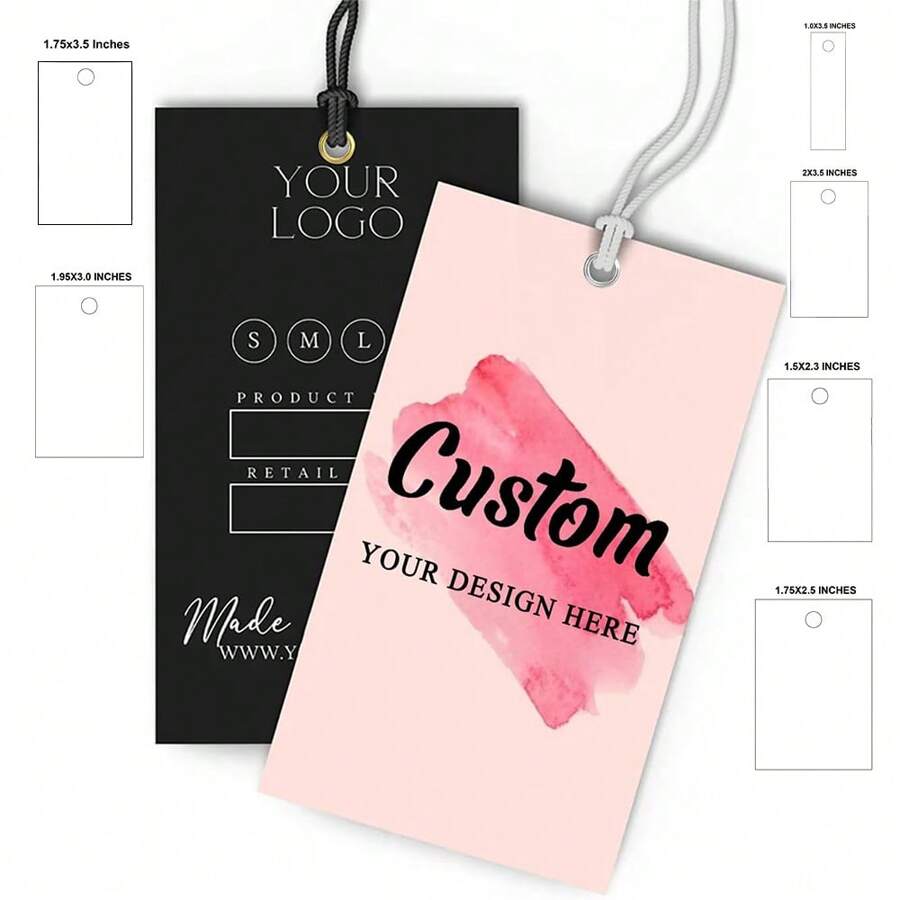 50-200 Custom 300g Hang Tags With Logo, Personalized Gift Labels, Metal Eyelets, Thick Rectangular Tags, Suitable For Price Tags, Jewelry Tags, Clothing Tags, Business Tags, Etc. Multifunctional, Highly Decorative, Reusable, Exquisite, Stylish, High-Quality, Rich In Colors, Modern, Customizable, Personalized, And Unique. An Ideal Gift For Men, Also Suitable For Tea Rooms, Homes, Gardens, Offices, Anniversaries, Valentine's Day, Mother's Day, Birthdays, Father's Day, Graduation Ceremonies, Weddings, Housewarming Celebrations, Back-To-School Season, And Other Occasions. - Black - View 1