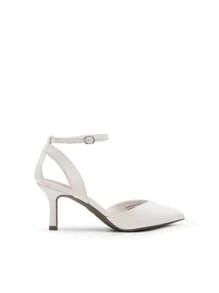 Women's Kitten Heels Stiletto Ankle Strap Pointed Closed Toe Pumps Fashion Shoes For Women Wedding Party Dating Dress Sandals - trắng - Xem 5