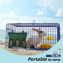 Rabbit Hay Bag Feeder, Dark Green 600D Oxford Cloth Fabric Hay Hanging Feeder Storage For Rabbit Chinchilla Small Animals - Dark Green - View 6