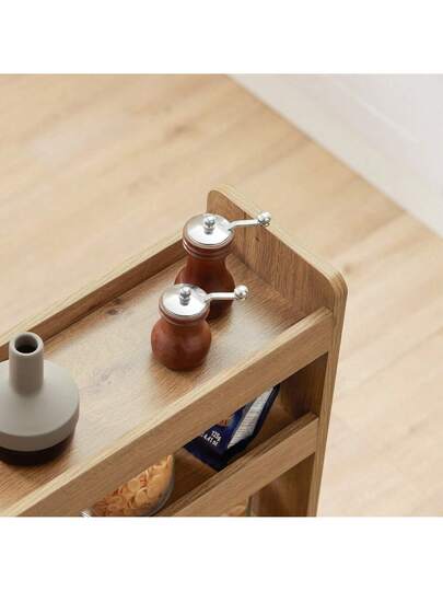 SoBuy NSR01 W, Tiers Serving Trolley, Slide Out Storage Rack Shelf On Wheels, Mobile view 8