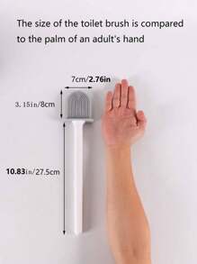 1 件透气马桶刷防漏水带底座硅胶马桶平头柔性软毛刷带速干支架浴室装饰秋季装饰 - 白色 - 查看 2