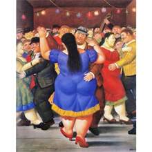 1pc Vintage Fernando Botero Art Dik Persoon Canvas Schilderij Paar Dansende Prints Muurschildering Grappige Figuren Muurkunst Poster Voor Woonkamer Decor Geen Lijst