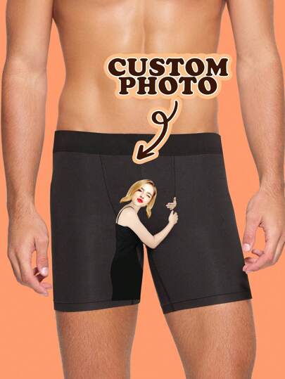 1pc Customized Valentine's Day Men's Briefs, Personalized Men's Underwear, Customized Briefs, Husband Customized Briefs, Funny Expression Customized Briefs, Valentine's Day Gift, Anniversary Gift, Birthday Gift, Wedding Gift, Gift For Girlfriend, Gift For Boyfriend, Gift For Husband