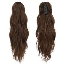 FESHFEN Ponytail Extensions, Long Claw Clip In Ponytail Hairpiece Synthetic Pony Tails Hair Piece Natural Wavy Hairpieces For Women, 20 Inch - Hỗn hợp Nâu & Nâu nhạt - Xem 2