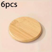 6Pcs Set Of High-Quality Wooden Coasters - Minimalist Creative Round Coasters For Heat Insulation, Perfect For Home Decoration, Protect Cups And Tea Sets, Perfect For Christmas And Halloween Costumes - Yellow - View 8