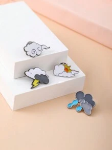 Fashionable Metal Brooch, Rain, Thunder, Weather Series Accessories, Alloy Drop Oil Brooch Pin Badge, Multi-Function Butterfly Clasp Decor, Suitable For Daily Clothes, Backpack Decoration, Wardrobe