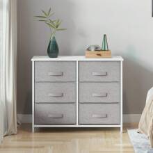 Chest Of Drawers, 6 Fabric Drawers Storage Unit With Wooden Top And Metal Frame, Cloth Storage Organizer For Bedroom Living Room Closet Hallway - Grey - View 8