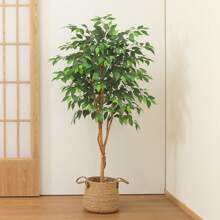6 Feet Artificial Ficus Tree, Tall Lifelike Greenery With Natural Wood Trunk Living Room, Office Floor And Corner Decor - 5' - 查看 6