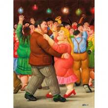 1pc Vintage Fernando Botero Art Dik Persoon Canvas Schilderij Paar Dansende Prints Muurschildering Grappige Figuren Muurkunst Poster Voor Woonkamer Decor Geen Lijst