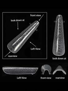 120pcs/Box Nail Art Crystal Nail Tips, Reusable Crystal Nail Extension With Patterns, Quick Gel Nail Extensions - Clear - View 5