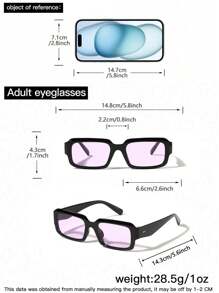 1/2/3 Pcs Acrylic Rectangular Black Fashion Glasses For Men, Suitable For Vacation, Outdoor And Daily Wear, Create Fashionable School Style - Multicolor - View 7