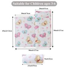 1pc Dinosaur Themed Toddler Nap Mat With Roll-Up Design, Detachable Pillow And Blanket, Machine Washable, Suitable For Daycare, Preschool, Travel And Camping - Pink - View 3