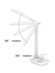 1PC LED Folding Desk Lamp USB Rechargeable/Plug-In Touch Dimmable Eye Protection Desk Lamp With Pen Holder For Office Bedroom Dormitory Study - White - View 7