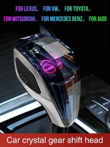Acodo Pomo de palanca de cambios de cristal para coche, palanca de cambios con asa de cristal RGB LED, enchufar y usar, montaje lateral, agarre cómodo, resistente a arañazos, compatible con Lexus, Mitsubishi, Audi, Mercedes-Benz, Toyota