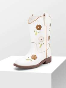 Girls Cowgirl Boots Kids Mid Calf Western Boots Riding Shoes For Toddler/Little Kid/Big Kid - 白色 - 查看 4