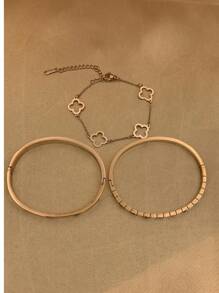 1 件优雅玫瑰金金属手链，18K 镀金，不褪色，独特设计，奢华高端手链，适合女友礼物、节日、派对、活动、海滩、时尚穿着 - 玫瑰金 - 查看 2