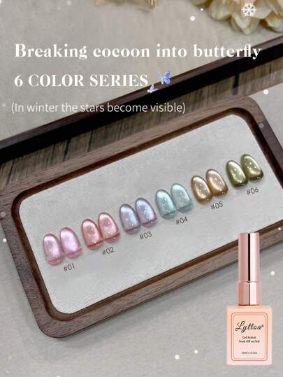 LYTTOA 6 Colors Spring Cat Eye Gel Nail Polish Set With Magnet Sparkle Glitter Winter Starry Sky Soak Off UV LED Nail Art Cat Magnetic Gel For Salon 10ml 1pc/6pcs