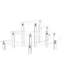 Transparent Acrylic Crescent Moon Shaped Display Rack For Storing And Exhibiting Makeup Collection Items, Acrylic Multi-Tier Rack, Jewelry And Accessory Display Stand, Lucite Display Shelf - Clear - View 4