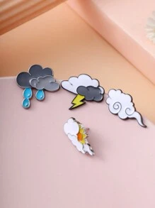 Fashionable Metal Brooch, Rain, Thunder, Weather Series Accessories, Alloy Drop Oil Brooch Pin Badge, Multi-Function Butterfly Clasp Decor, Suitable For Daily Clothes, Backpack Decoration, Wardrobe