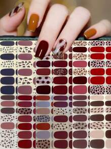 Leopard Print, Y2K Style Mix & Match Full Cover Nail Stickers, Easy To Apply With Dotted Lines Nails - Multicolor - View 34