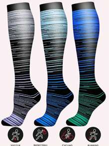 3 双男女通用渐进式压力袜（15-20mmHg），运动户外足球旅行徒步跑步护士袜