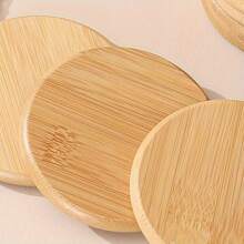 6Pcs Set Of High-Quality Wooden Coasters - Minimalist Creative Round Coasters For Heat Insulation, Perfect For Home Decoration, Protect Cups And Tea Sets, Perfect For Christmas And Halloween Costumes - Yellow - View 7