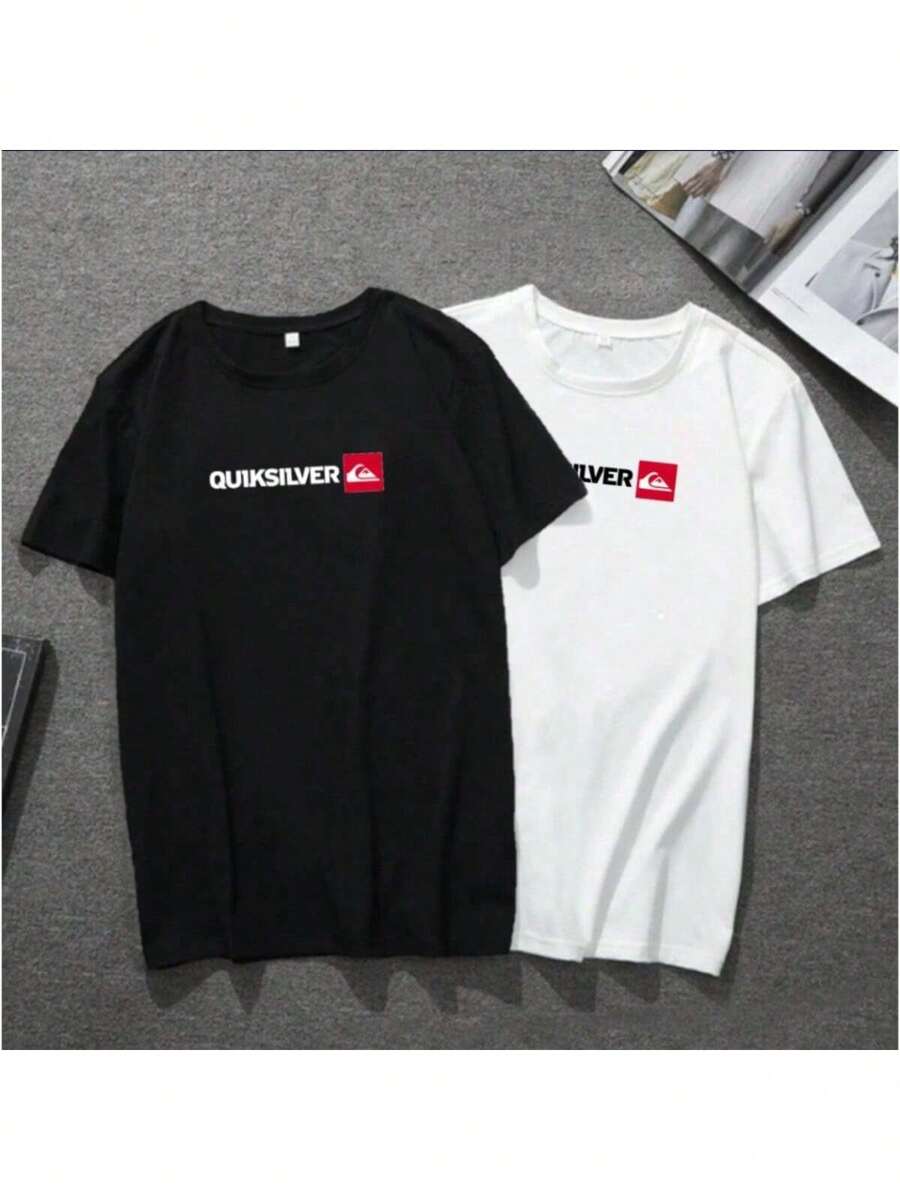 Kit 2 Men's T-Shirts QUIKISILVER 100% Cotton Mesh 30.1 CASUAL SHIRT - 黑與白 - 查看 1