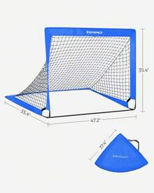 SONGMICS Set Of 2 Football Goal Foldable Football Net Quick Set Up Garden Classes Fiberglass Frame Oxford Polyester, Blue - Blue - View 6