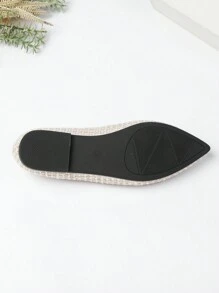 Women's New Pointed Toe Soft Sole Slip-On Casual Comfortable Fashion Woven Apricot Color Flats, Suitable For Commuting And Work All Year Round