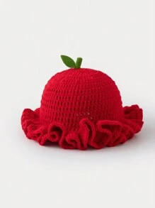 1pc Color Matching Fashionable Fruit Shape Wide Brim Bucket Hat For Women, Handmade Acrylic Knitted Personalized Hat, Suitable For Beach, Travel, Vacation In Spring & Summer