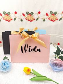 1 件优雅蝴蝶结个性化手提包，派对礼物、周年纪念日、情人节、教师节礼物的最佳选择 - 彩色 - 查看 4