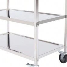 YUNRUX 3 Shelves Serving Trolley Stainless Steel Tea Trolley Kitchen Trolley Gastro Serving Aid 4 Wheels Service Trolley Clearing Trolley Up To 120 Kg - Silver - View 11