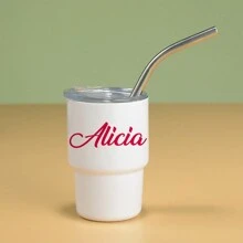 个性化定制名字迷你水瓶/饮料杯，情侣/情人节礼物，浓缩咖啡杯，时尚嘴唇、皇冠、心形设计，DIY