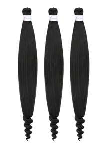 Extensiones de cabello preestirado con puntas rizadas para trenzar fácilmente, de estilo ombré de negro natural a marrón, de 24 pulgadas con 3 tonos, de fibra sintética yaki, adecuado para trenzas y rulos, paquetes de cabello ombré marrón para mujeres y hombres - Multicolor - Ver 15