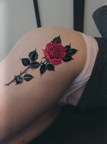 Set de 5 tatuajes temporales realistas en 3D de flores coloridas para el pecho, la pierna, la cintura, que ofrecen una sensación sexy diferente de manera instantánea