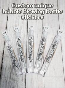 45pcs Wedding Bubble Tube Labels, Personalized Wedding Labels,Wedding Stickers Custom,Bubble Wand Label Clear, Bubbles Wedding Label,Bubble Party Custom Transparent Stickers