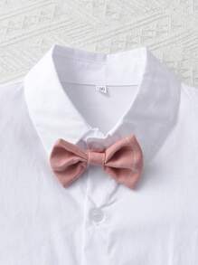 Bộ 3 trang phục trang trọng cho bé trai: Áo sơ mi dài tay + Áo vest + Quần dài + Nơ, Bộ vest quý ông cho tiệc, tiệc sinh nhật, đám cưới, người dẫn chương trình - Bụi hồng - Xem 5