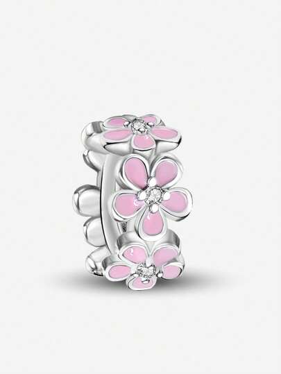 1件时尚粉色花朵串珠系列，适合女士手链、手镯DIY饰品制作及日常配饰装饰，适合女孩佩戴