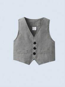 BOARNSEORL 三件套男童绅士套装 - 白色衬衫配领结、灰色马甲和裤子，时尚休闲套装，适合生日派对、婚礼、庆典等场合。 - 灰色 - 查看 8