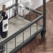 SoBuy FKW56-HG, Modern Design 3 Tiers Kitchen Trolley Serving Trolley With Wine Rack Metal & MDF - Grey - View 9
