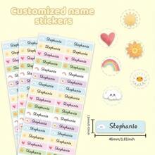 60/120/180/240 PCS 自定义姓名标签，自定义姓名表贴纸个性化透明防水儿童标签：儿童、学校、办公室等的个性化标签 - 防水、儿童艺术活动、多功能、装饰性、可重复使用、精致、时尚、高品质、色彩鲜艳、现代、定制、个性化、独特、适合他的理想礼物、适合她的理想礼物、男朋友、爸爸、女朋友、妈妈、家人、朋友、茶室、家庭、花园、办公室、周年纪念日、情人节、母亲节、生日、父亲节、毕业典礼、婚礼、乔迁 - 卡其色 - 查看 1