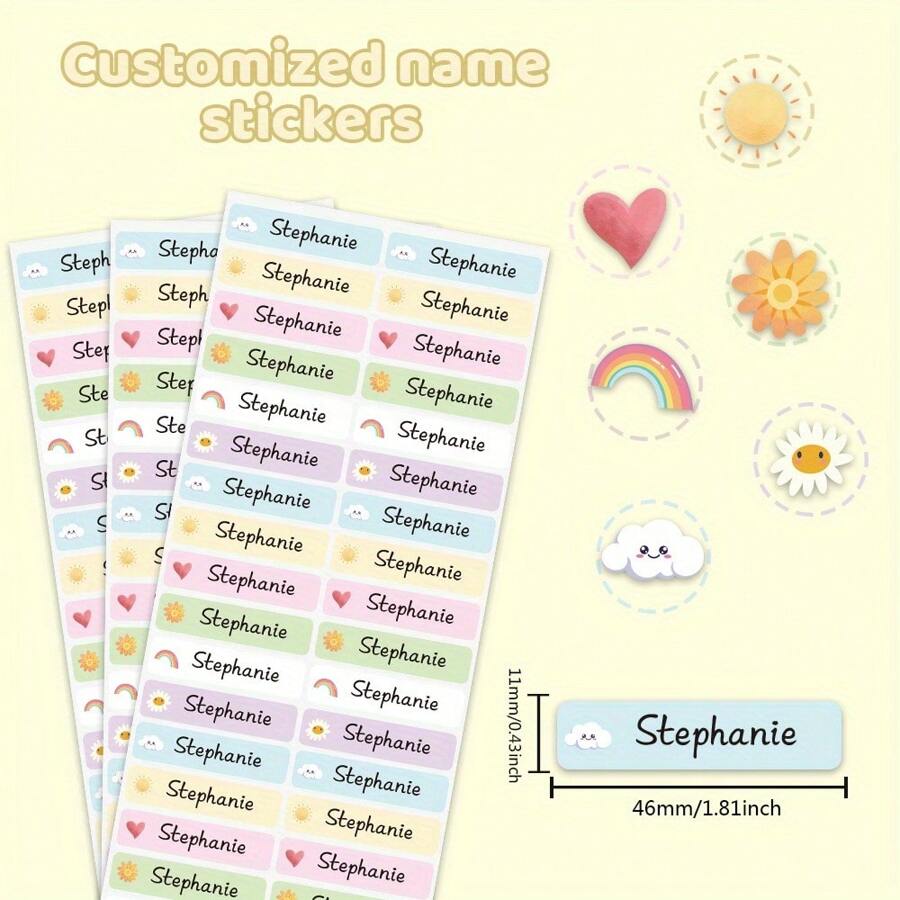60/120/180/240 PCS 自定义姓名标签，自定义姓名表贴纸个性化透明防水儿童标签：儿童、学校、办公室等的个性化标签 - 防水、儿童艺术活动、多功能、装饰性、可重复使用、精致、时尚、高品质、色彩鲜艳、现代、定制、个性化、独特、适合他的理想礼物、适合她的理想礼物、男朋友、爸爸、女朋友、妈妈、家人、朋友、茶室、家庭、花园、办公室、周年纪念日、情人节、母亲节、生日、父亲节、毕业典礼、婚礼、乔迁 - 卡其色 - 查看 1