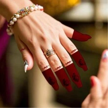 6 PCS Modern Designs Mehndi Mini TattooIcon Pattern Finger Temporary Body Art Tattoo Stickers - Multicolor - View 3